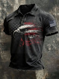 Men'S American Flag Print Casual Polo Shirt