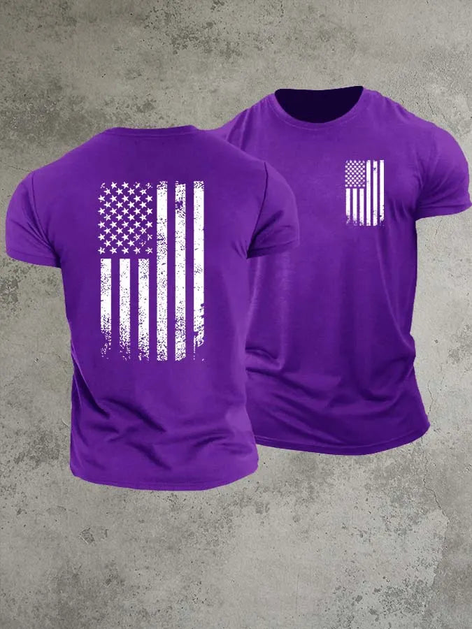 America Flag 1776 Pattern 100% Cotton T-Shirt