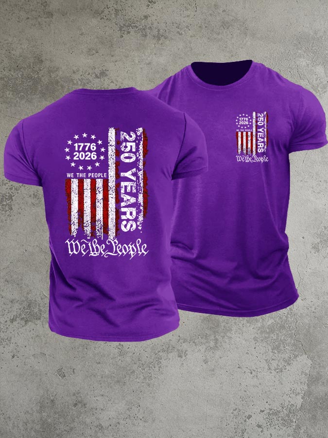 1776-2026 250 Years We The People  Pattern 100% Cotton T-Shirt