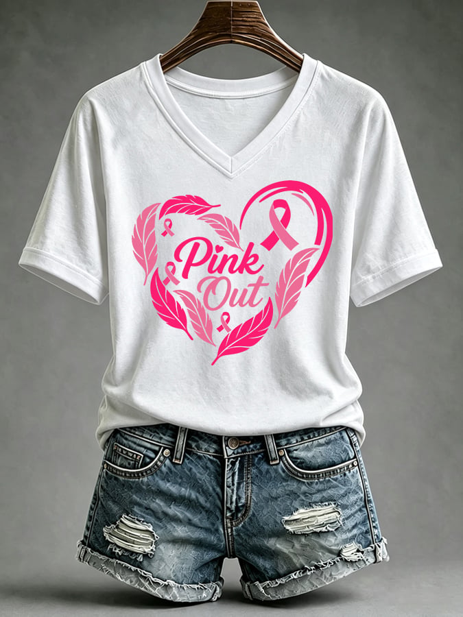 Women's Casual Breast Cancer Awareness Print Top