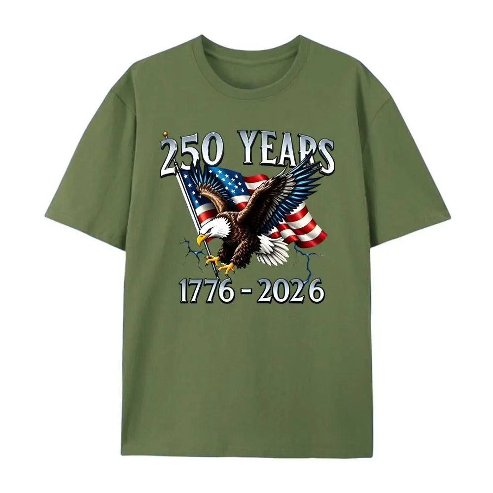 250 Years 1776- 2026 United States Flag 100% Cotton T-Shirt