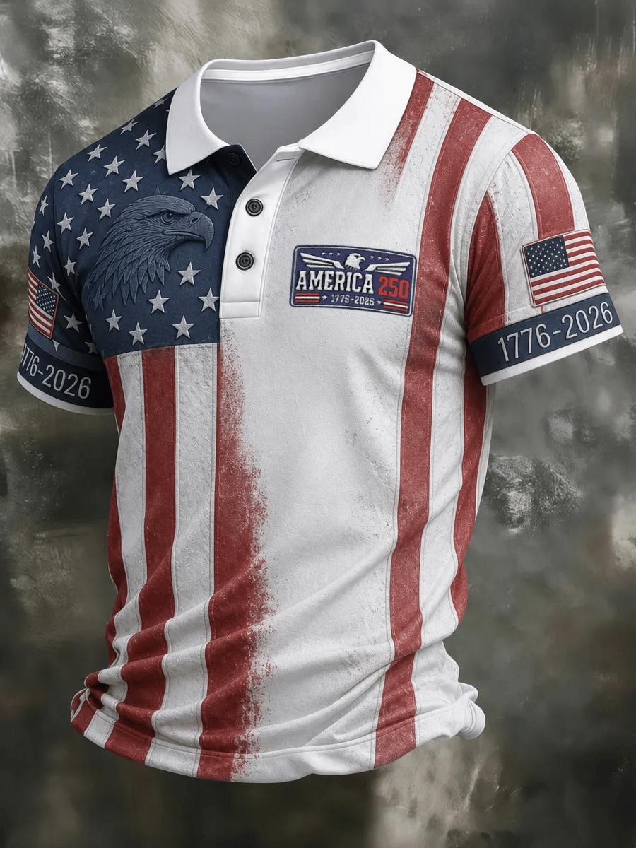 Men's 250th Anniversary Independence Day Art Print Casual Polo
