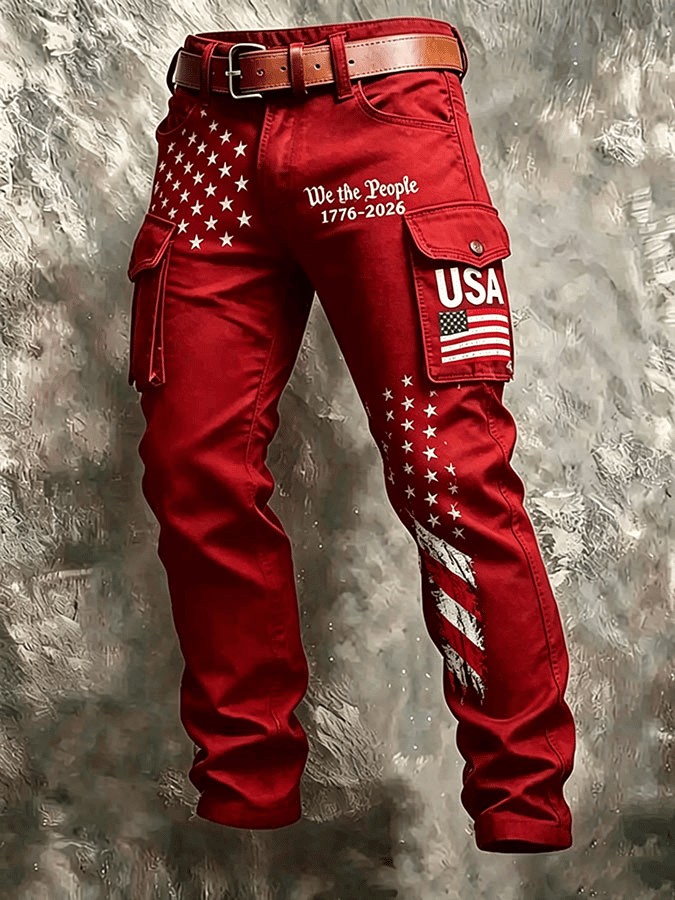 Men's Retro American Flag Print Shorts