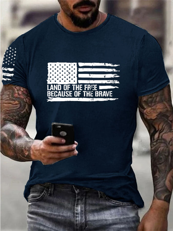 Independence Day Land Of The Free Pattern 100% Cotton T-Shirt