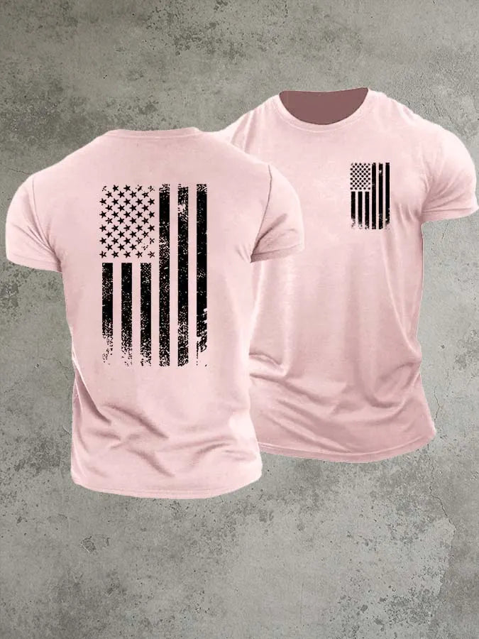 America Flag 1776 Pattern 100% Cotton T-Shirt