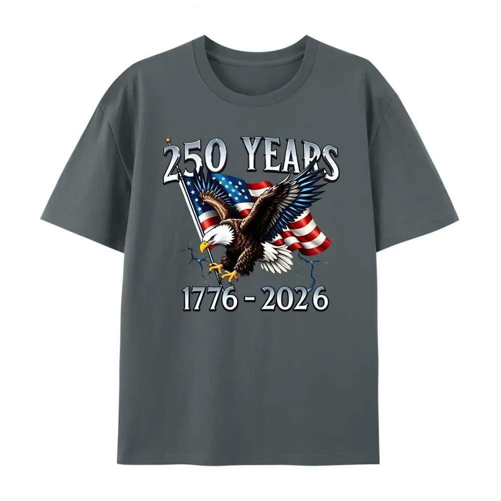 250 Years 1776- 2026 United States Flag 100% Cotton T-Shirt
