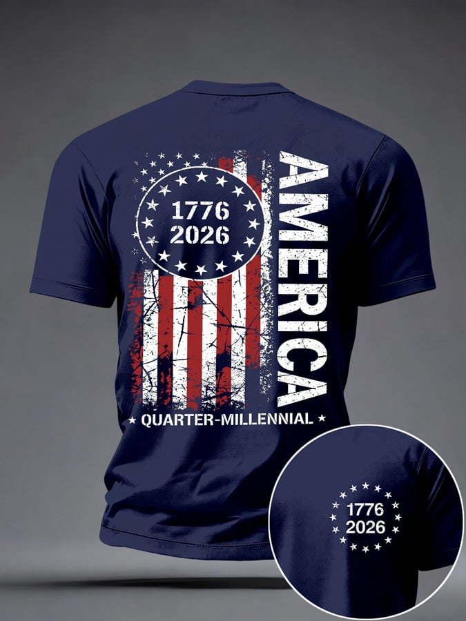 Men's Casual USA 250th Anniversary Printed Short-Sleeve T-Shirt