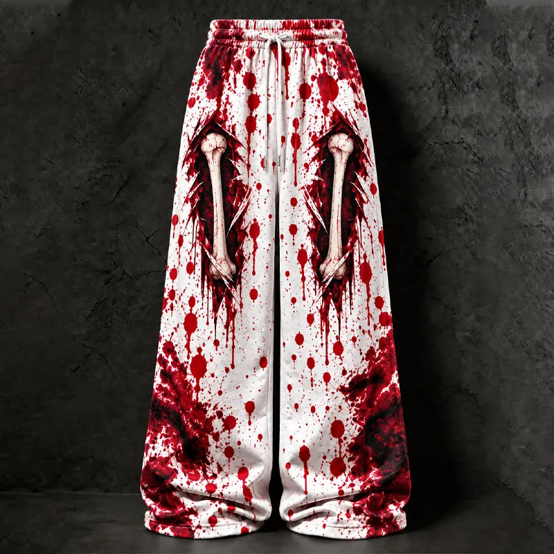 Women's Halloween Gothic Blood-stained Skeleton Print Pants