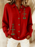 Women's Christmas Faith Knitted Collar Button Cardigan