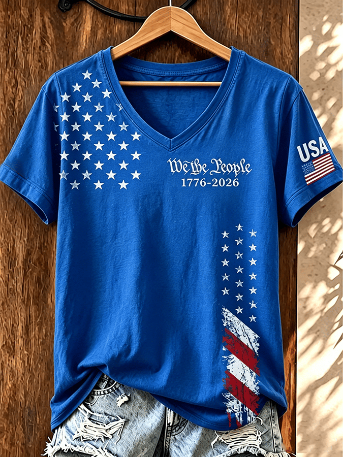 Women's Independence Day Print Casual T-shirt