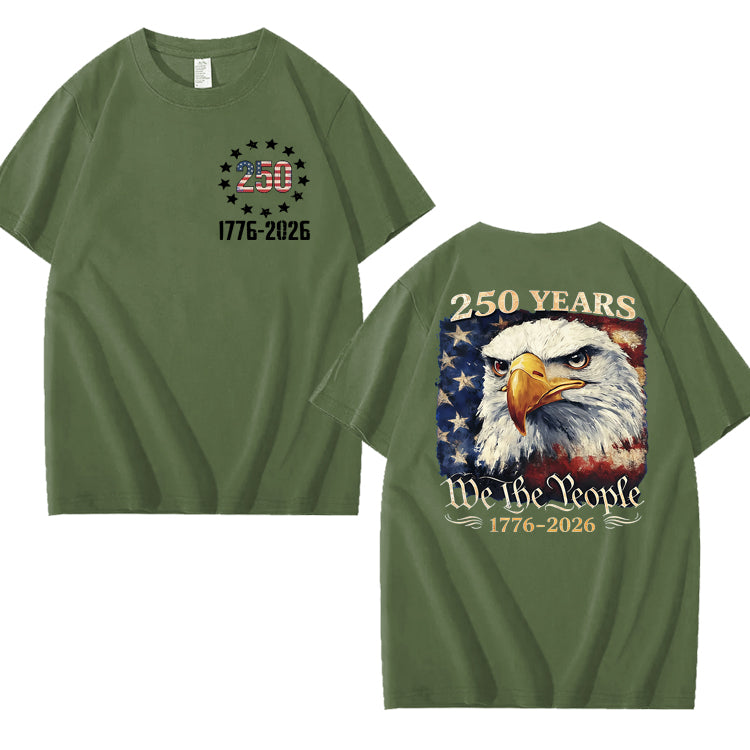 250 Years America Patriotic USA Flag 250th Anniversary 100% Cotton T-Shirt