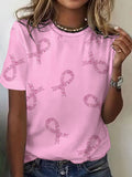 Women's Breast Cancer Awareness Print Casual T-Shirt