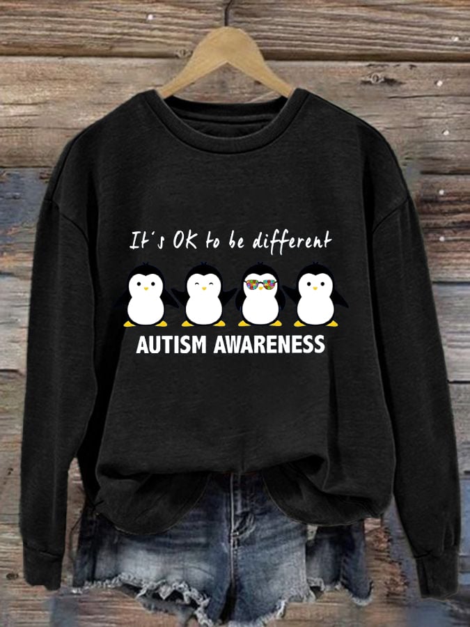 Women's Autism Awareness Print Casual Sweatshirt