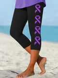 Women's Purple Alzheimer's Awareness Cropped Leggings