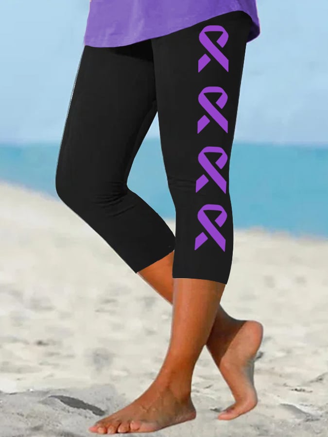 Women's Purple Alzheimer's Awareness Cropped Leggings
