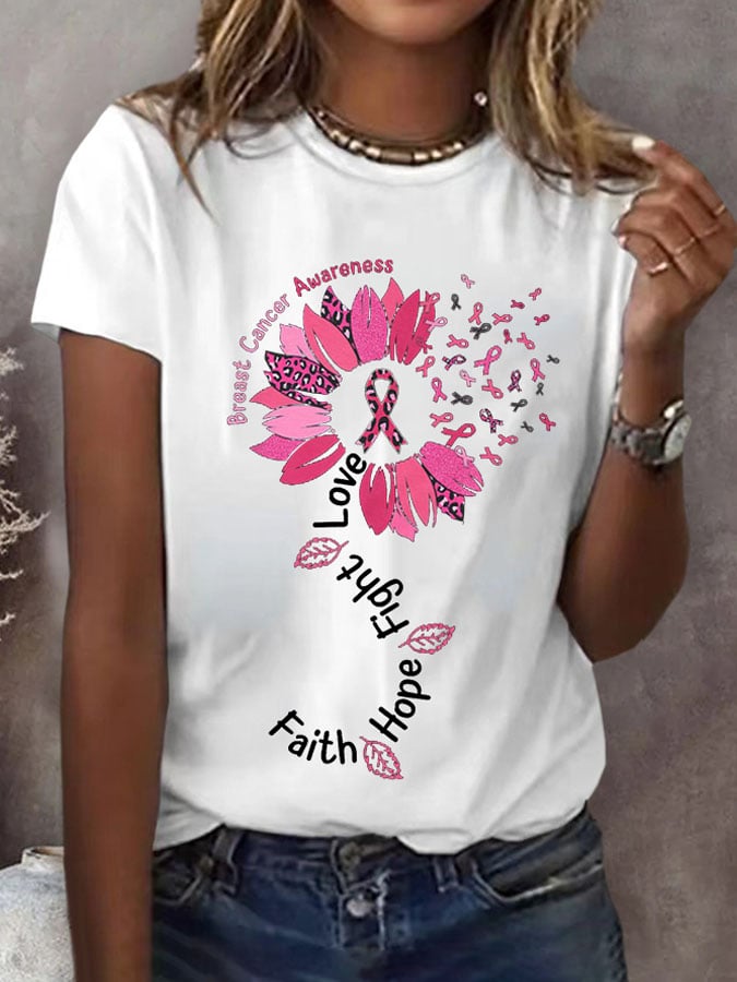 Women's Love Hope Fight Faith Print Shirt