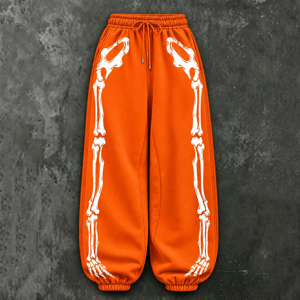 Women's Vintage Halloween Skull Outline Casual Sweatpants