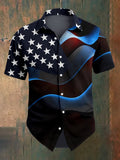 Men's Lapel Independence Day American Flag Short Sleeve Shirt