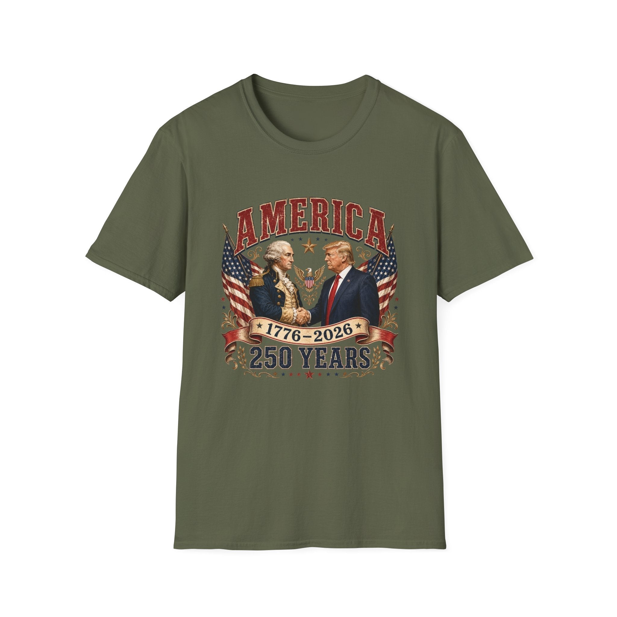 America 1776–2026: 250 Years Strong T-Shirt | Washington–Trump Edition