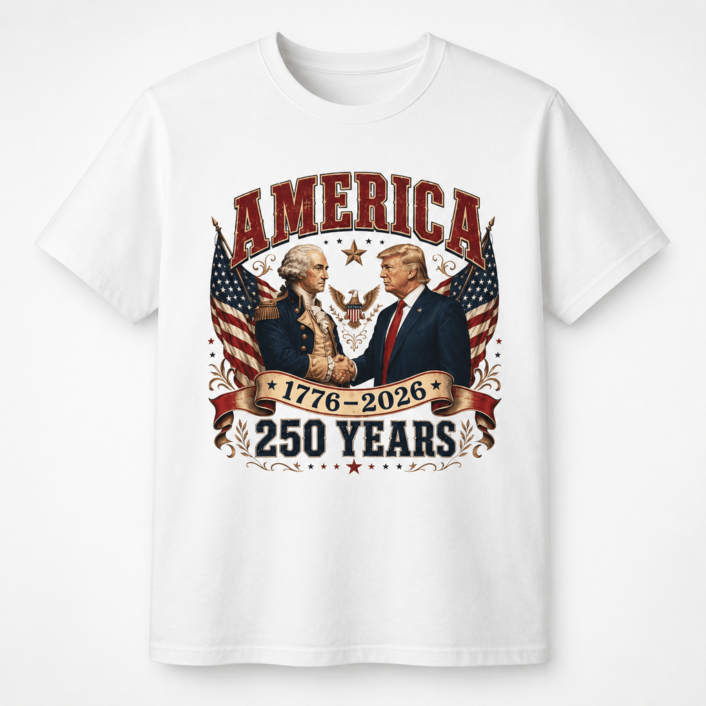 America 1776–2026: 250 Years Strong T-Shirt | Washington–Trump Edition