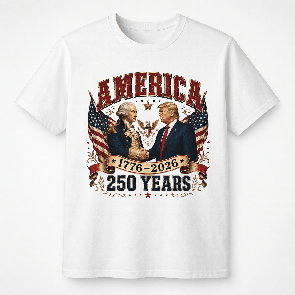 America 1776–2026: 250 Years Strong T-Shirt | Washington–Trump Edition