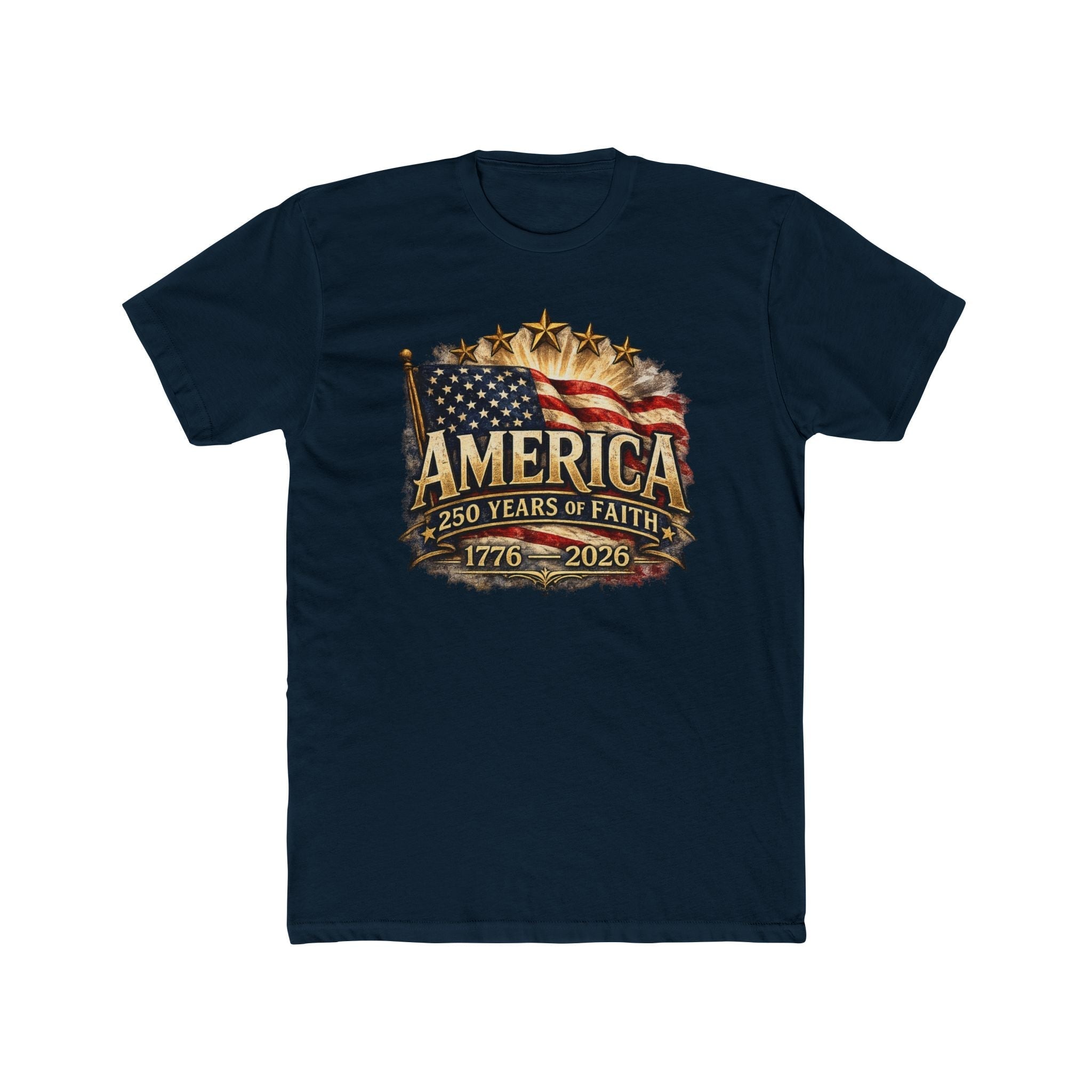 America 250 Years of Faith — 1776–2026 Patriotic Flag T-Shirt