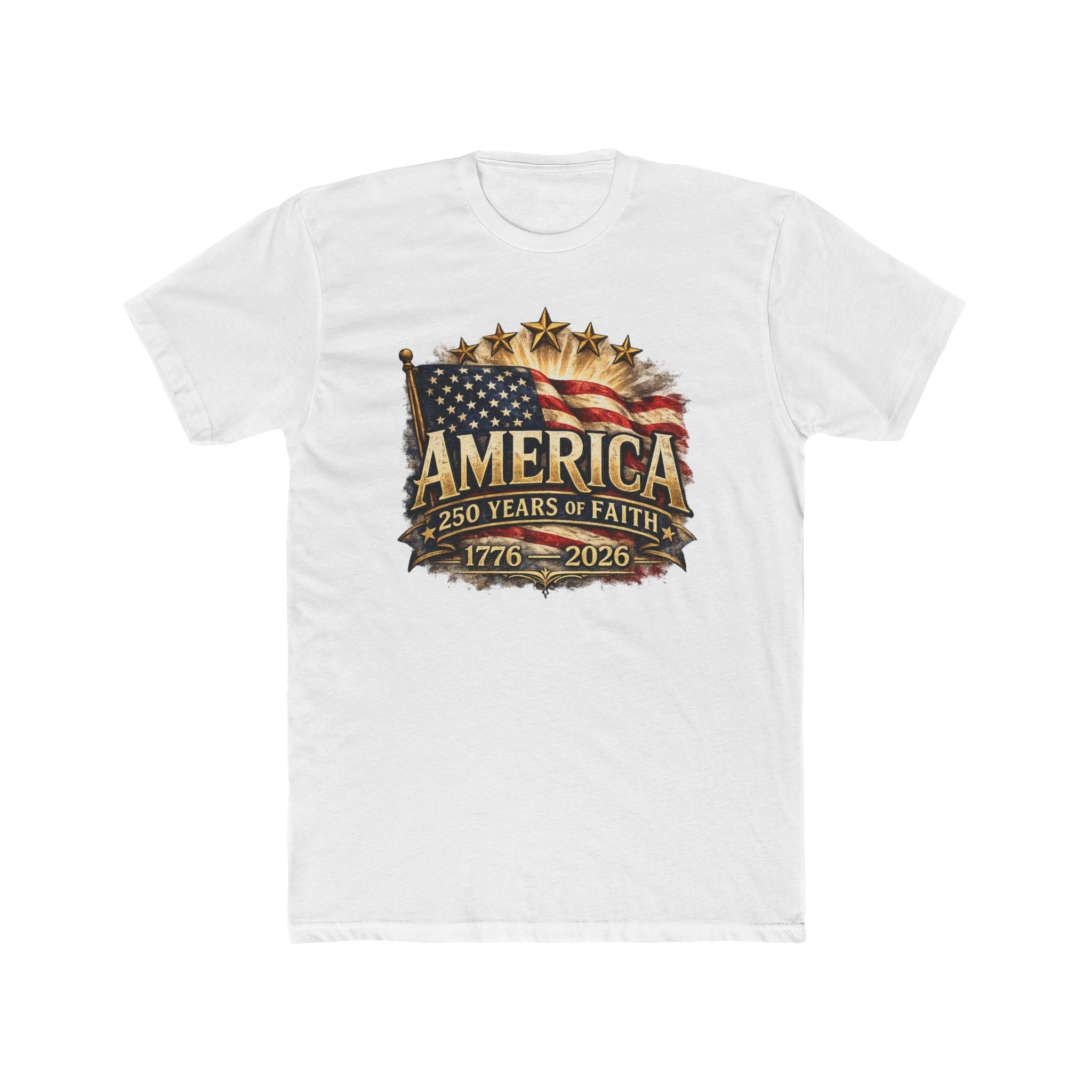 America 250 Years of Faith — 1776–2026 Patriotic Flag T-Shirt