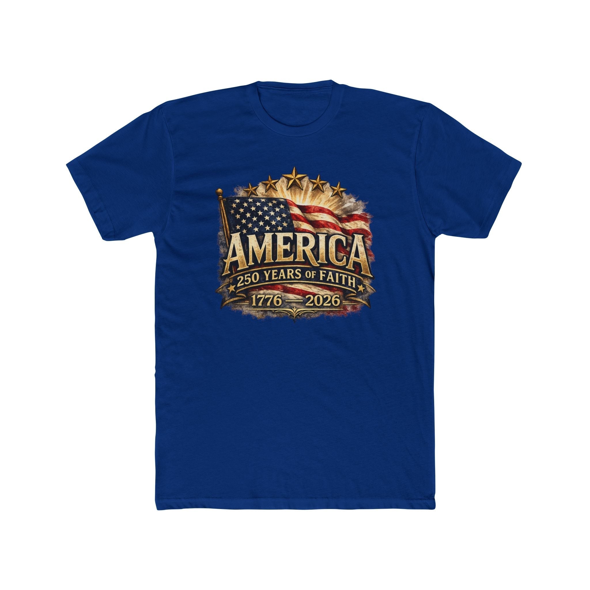 America 250 Years of Faith — 1776–2026 Patriotic Flag T-Shirt