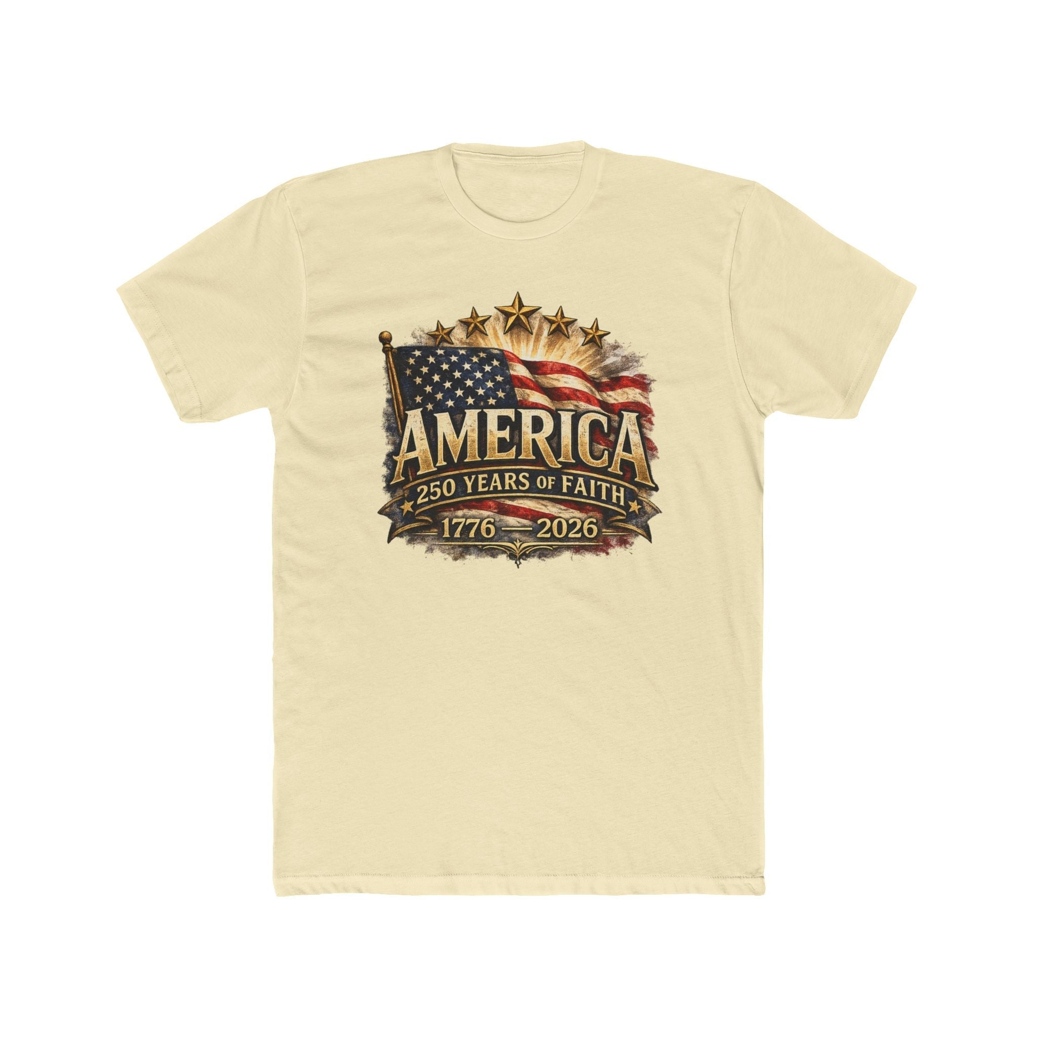 America 250 Years of Faith — 1776–2026 Patriotic Flag T-Shirt