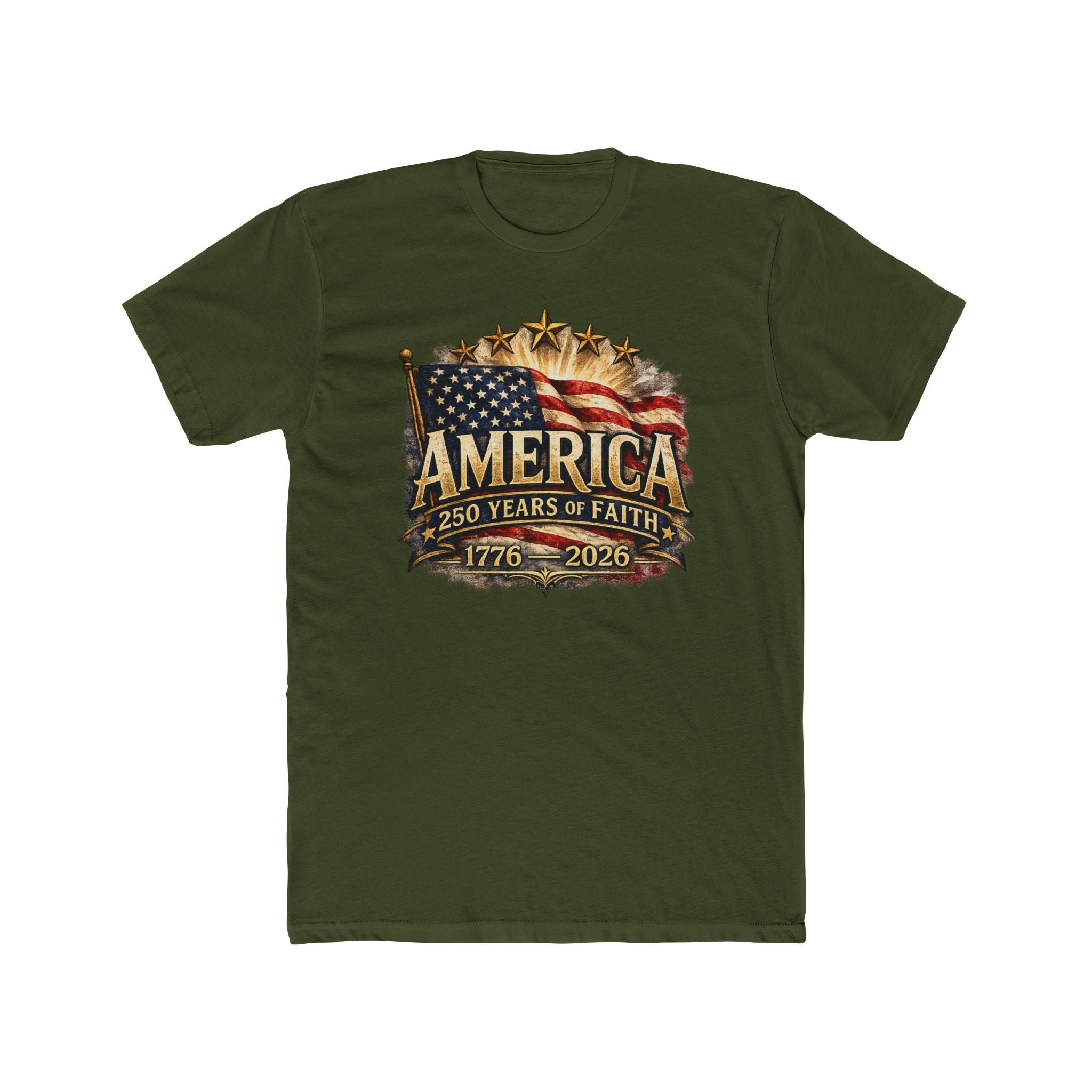 America 250 Years of Faith — 1776–2026 Patriotic Flag T-Shirt