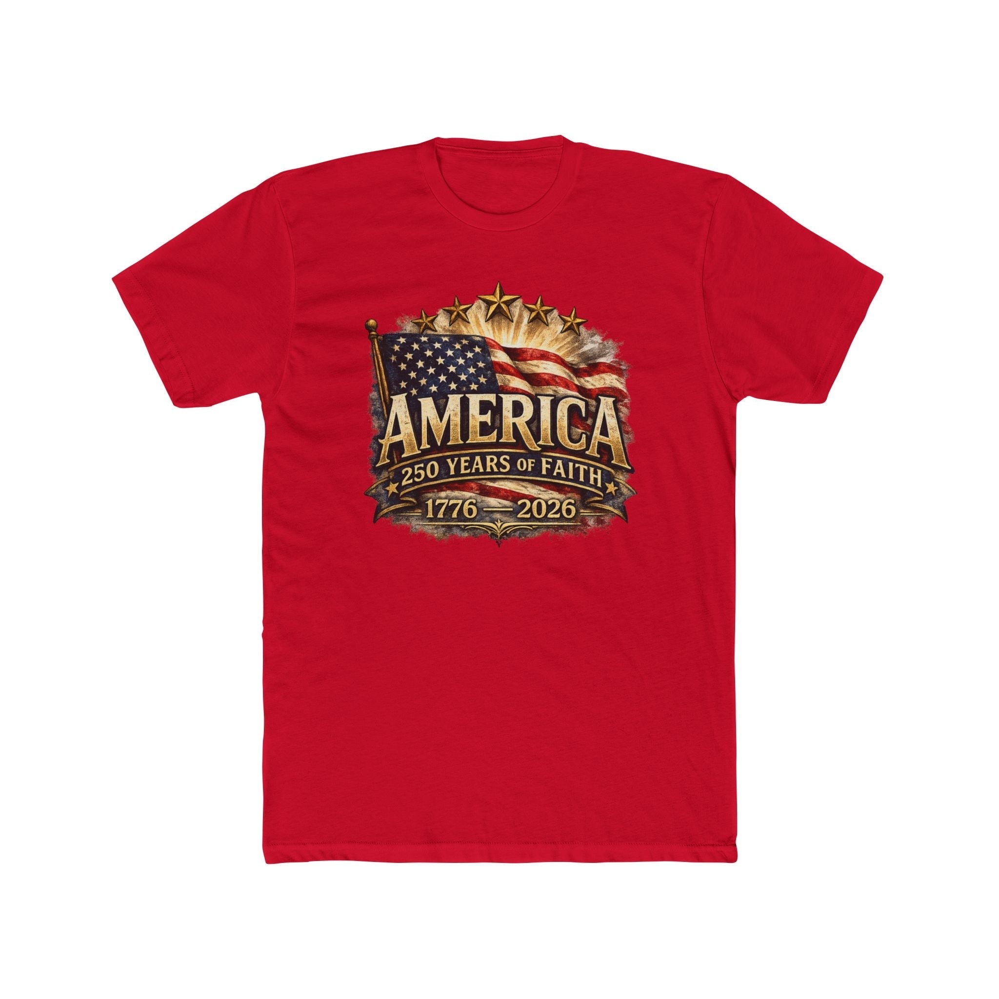 America 250 Years of Faith — 1776–2026 Patriotic Flag T-Shirt