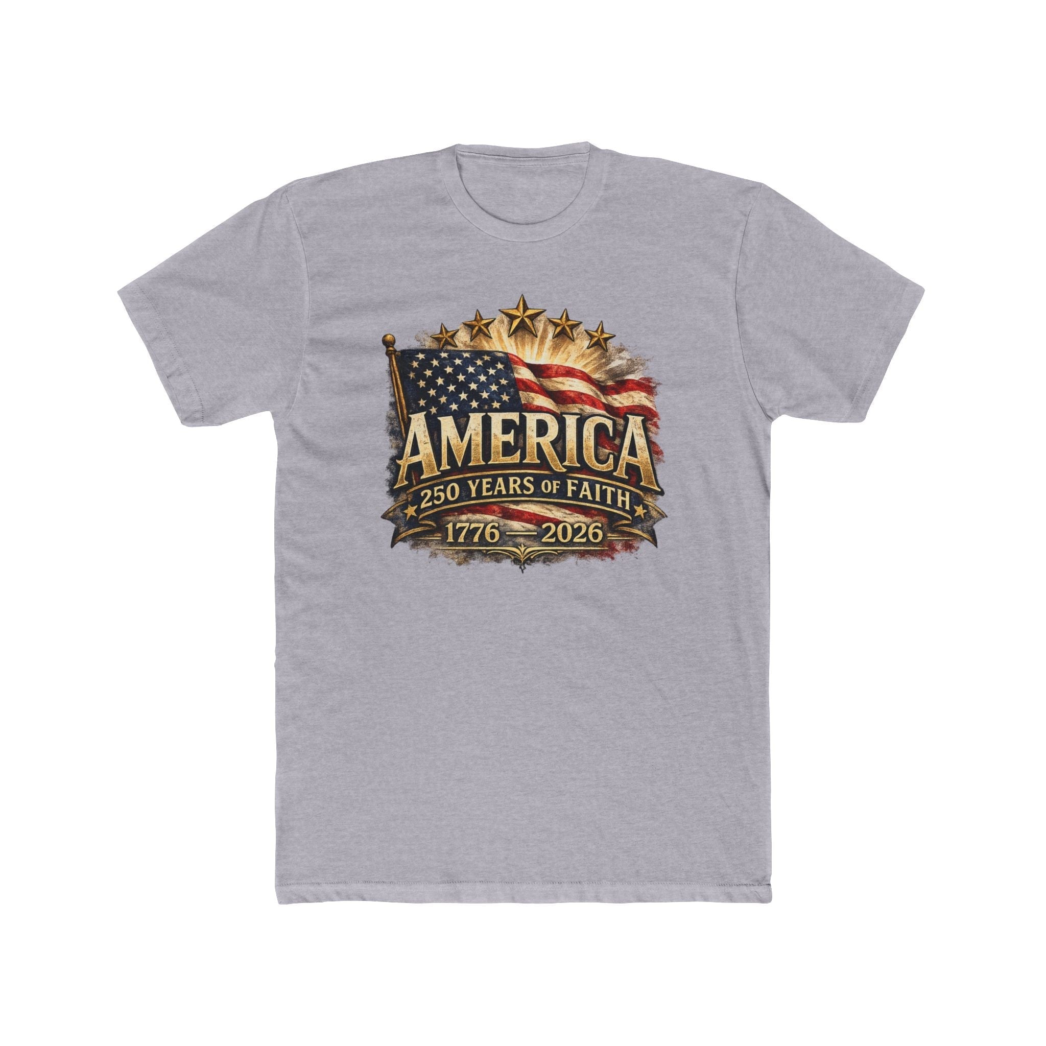 America 250 Years of Faith — 1776–2026 Patriotic Flag T-Shirt