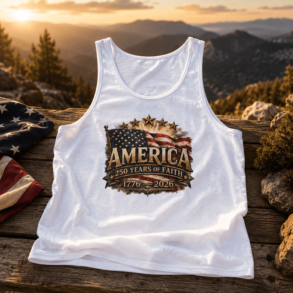 America 250 Years of Faith Patriotic Tank Top – 1776–2026 Edition