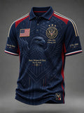 Men's Casual American Football Print Polo Shirt