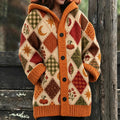 Women's Autumn Halloween Patchwork Knit Hooded Cardigan