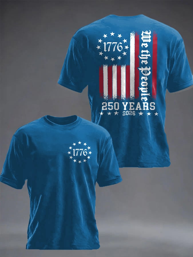 Men's Casual USA 250th Anniversary Printed Short-Sleeve T-Shirt