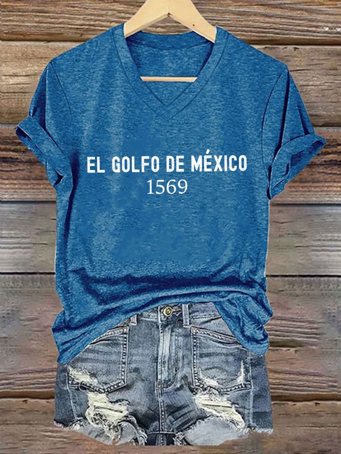 Women's Gulf Of Mexico Printed V-Neck T-Shirt