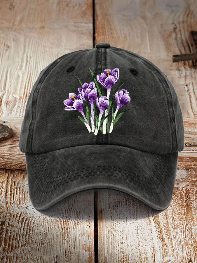 Alzheimer's Awareness Purple Floral Print Unisex Hat