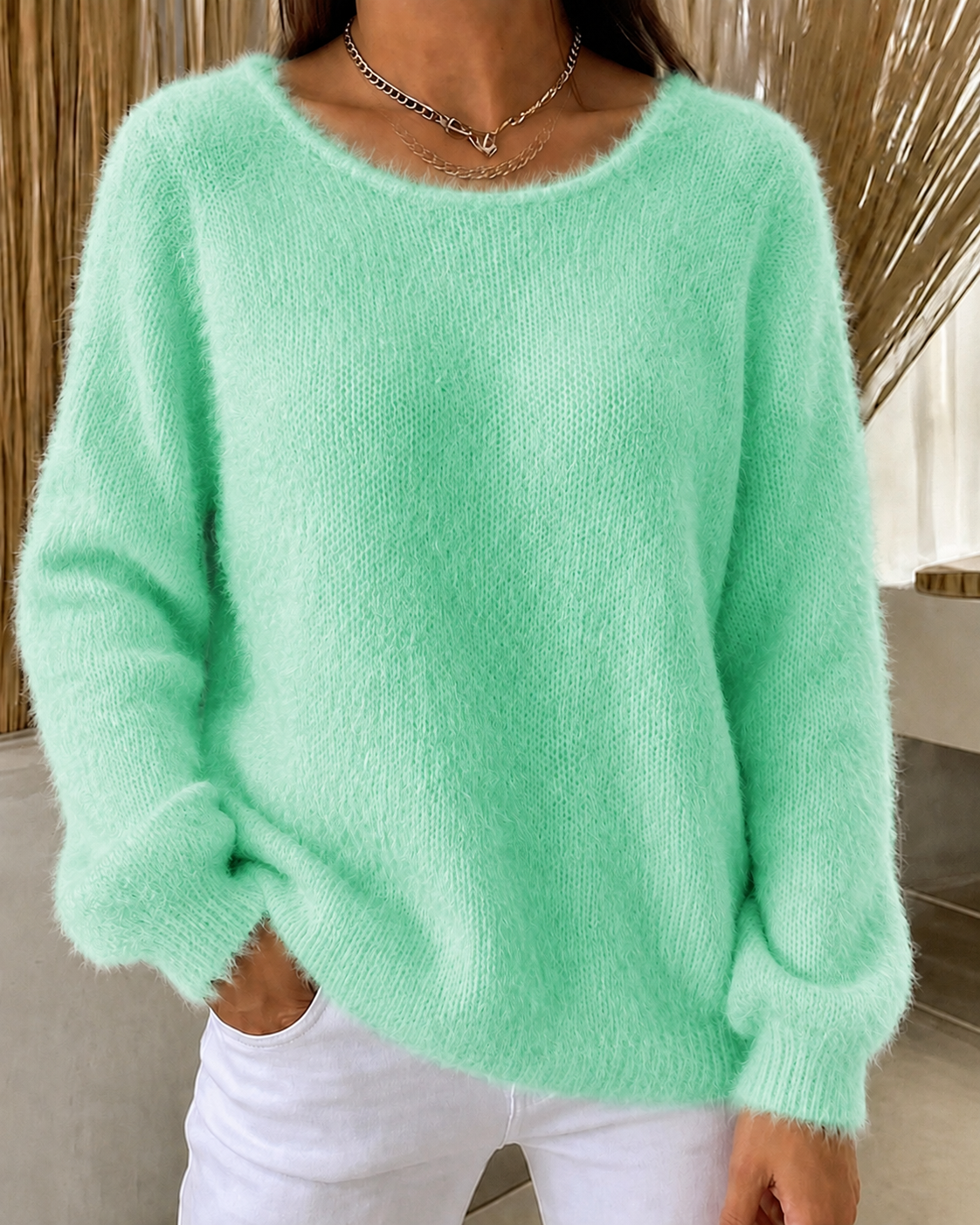 Women'S Solid Color Multi-Color Solid Color Long Sleeved Thin Sweater Top