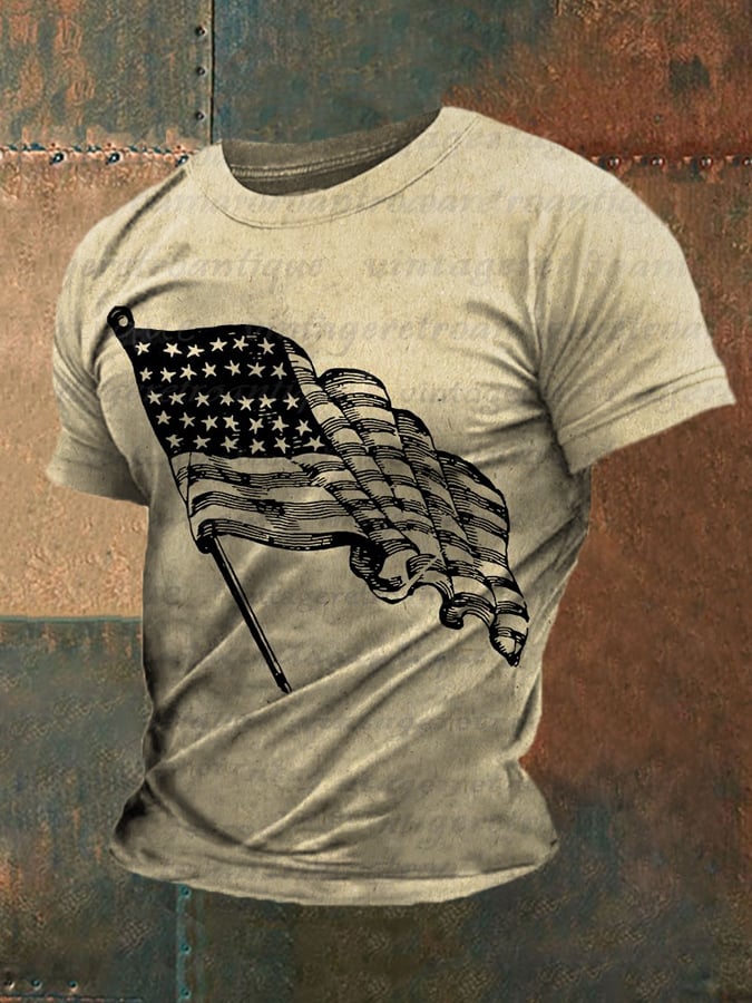 Men's We The People 1776 Vintge American Flag Print Independence Day Casual Tee