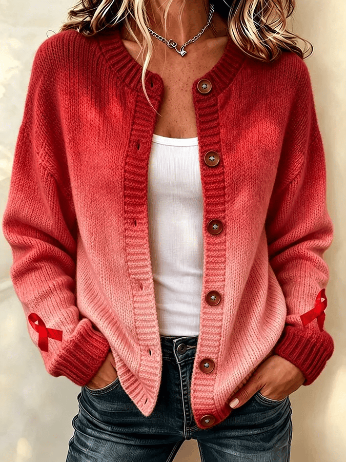 Women's Casual Printed Knit Cardigan
