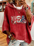 Women's Independence Day Birthday Print Casual Oversized Hoodie