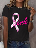 Women's Breast Cancer Think Pink Round Neck T-Shirt