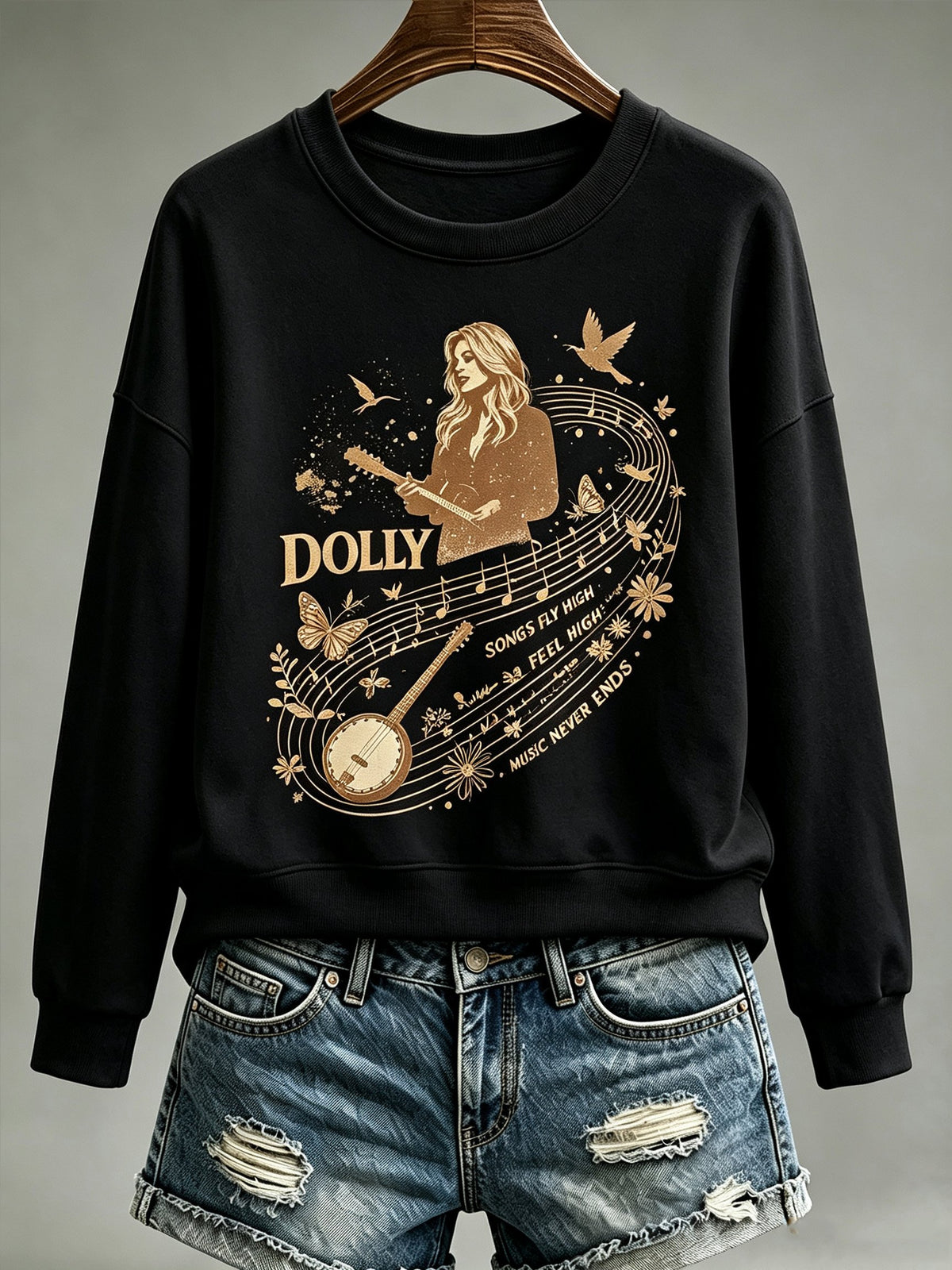 Women's Music-Themed Graphic Casual Sweatshirt