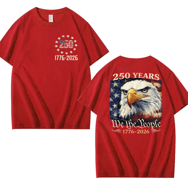 250 Years America Patriotic USA Flag 250th Anniversary 100% Cotton T-Shirt