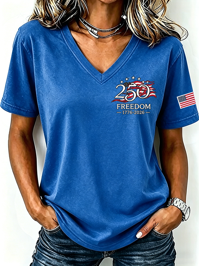 Women'S 250th Anniversary of the United States Printed Casual T-Shirt