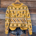 Women's Retro Fly Bee Floral Pattern Cozy Fair Isle Style Knit Sweater