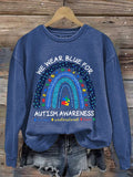 Women's Autism Printed Long Sleeve Sweatshirt