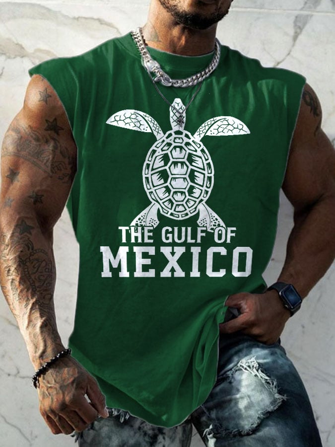 Men's Retro Gulf Of Mexico Est 1550 Stay Salty And Resist Print Round Neck Tank Top