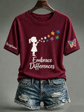 Women'S Casual Autism-Print Short-Sleeve T-Shirt